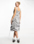 Фото #4 товара COLLISION festival utility maxi dress with ruching in light grey