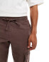 ASOS DESIGN tapered pull on linen cargo trouser in washed brown