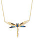 ფოტო #1 პროდუქტის Ombré® Multi-Gemstone (7/8 ct. t.w.) & Diamond (1/5 ct. t.w.) Dragonfly 18" Pendant Necklace in 14k Gold