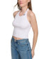 Фото #3 товара Women's Ribbed Embroidered-Logo Cropped Halter Top