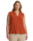 Plus Size Solid V-Neck Sleeveless Top