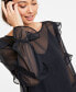 Фото #3 товара Women's Sheer Ruffle-Trim Top, Created for Macy's