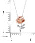 Cubic Zirconia Rose 18" Pendant Necklace in Sterling Silver & 18k Rose Gold-Plate