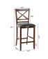 Set of 2 Bar Stools 25'' Counter Height Chairs Walnut