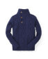 ფოტო #1 პროდუქტის Boys Mock Neck Cable Sweater with Buttons