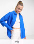 Pieces Tall loose shirt in bright blue M - фото #2