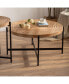 Modern Thread Design Round Coffee Table, MDF Table Top With Cross Legs Metal Base(Set Of 2 Pcs)