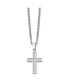 Grey Carbon Fiber Inlay Small Cross Pendant Curb Chain Necklace