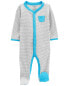 Фото #6 товара Baby Striped Snap-Up Thermal Sleep & Play Pajamas 3M