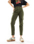 Noisy May Moni high waisted ultility cargo jeans in khaki Фиолетовый, W25 L32 - фото #2