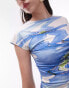 Фото #2 товара Topshop abstract watercolour cap sleeve top in blue