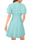 ფოტო #2 პროდუქტის Women's V-Neck Tiered Bubble Puff Sleeve Mini Dress