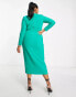 Фото #2 товара ASOS DESIGN Curve sweetheart neck midi dress with ruched wrap skirt in emerald green