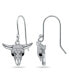 Cubic Zirconia Pave Steer Head Drop Earrings in Sterling Silver