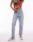 Фото #1 товара Topshop cropped mid rise straight jeans with raw hems in summer bleach