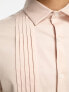 ASOS DESIGN wedding slim sateen shirt with pleated front in pale pink