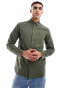 Fred Perry long sleeve oxford shirt in khaki green