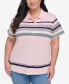 Фото #1 товара Plus Size Striped Polo Top, Created for Macy's