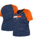Фото #2 товара Women's Navy Detroit Tigers Plus Size Space Dye Raglan V-Neck T-shirt