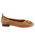 Trotters Gia Ornamen T2324-215 Womens Brown Wide Leather Ballet Flats Shoes