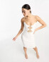 Фото #1 товара Vesper spaghetti strap tie front midi dress in white