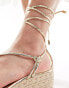 Stradivarius platform wedge espadrille in gold