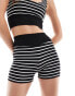 Фото #3 товара Miss Selfridge legging short co-ord in black and white stripe