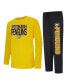 Фото #1 товара Men's Black, Gold Pittsburgh Penguins Meter Long Sleeve T-shirt and Pants Sleep Set