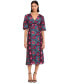 Фото #1 товара Платье средней длины с 3/4 рукавами Donna Morgan Ruched для женщин