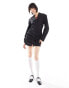 COLLUSION gathered front blazer dress in black pinstripe