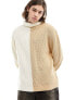 Фото #7 товара ASOS DESIGN knitted relaxed roll neck jumper in beige and grey splice