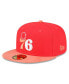 Головной убор New Era мужской красный, персиковый Philadelphia 76ers Tonal 59FIFTY Fit Hat Red, Peach, 7 1/2 - фото #1