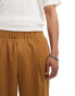 Reclaimed Vintage relaxed wide leg pull on cropped trouser in brown