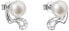 Silver earrings peony with real pearls Pavon 21028.1
