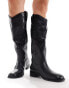 Glamorous western knee boots in black