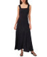 Women's Smocked Back Challis Tiered Sleeveless Maxi Dress