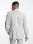 ASOS DESIGN skinny suit jacket in linen mix in gingham in blue