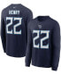 Фото #4 товара Men's Derrick Henry Navy Tennessee Titans Player Name and Number Long Sleeve T-shirt