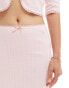 Labelrail x Olivia Grace Herring bow detail pointelle midi skirt co-ord in pink