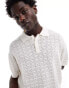 Bershka crochet knitted polo in white