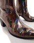 ASOS DESIGN heeled chelsea boot in iridescent faux leather Серебристый, 43 - фото #4