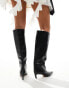 Фото #2 товара ASOS DESIGN Cleo premium leather kitten heel knee boots in black