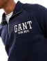 GANT arch collegiate logo half zip sweatshirt in navy