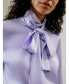 ფოტო #3 პროდუქტის Silk Turtleneck Ribbon Blouse for Women