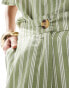 Wednesday's Girl striped linen wide leg trouser co-ord in sage green