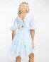 Фото #4 товара ASOS DESIGN Maternity tiered voile mini dress with twist front detail in baby blue