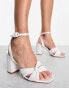 Be Mine Bridal Snuggle plisse block heeled sandals in ivory