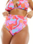 ASOS DESIGN Curve reversible high leg high waist bikini bottom in abstract print