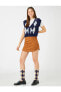 Фото #11 товара Юбка женская Koton Юбка Mini с высокой талией в виде замшевой асимметричной нарезки