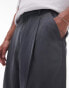 Фото #3 товара Topman smart drape pleated wide leg trousers trouser in charcoal